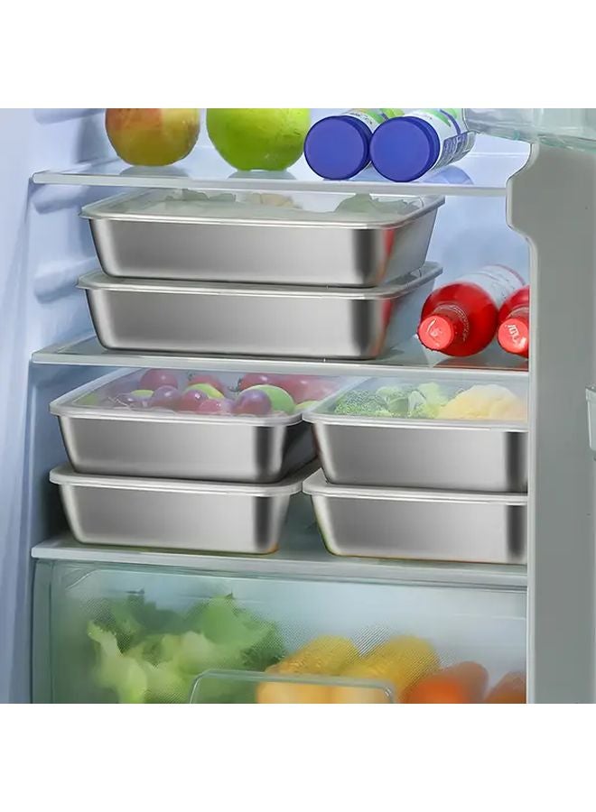 6 Piece Stainless Steel Food Storage Container Set Stackable Microwave Safe Leak Proof - Image 4